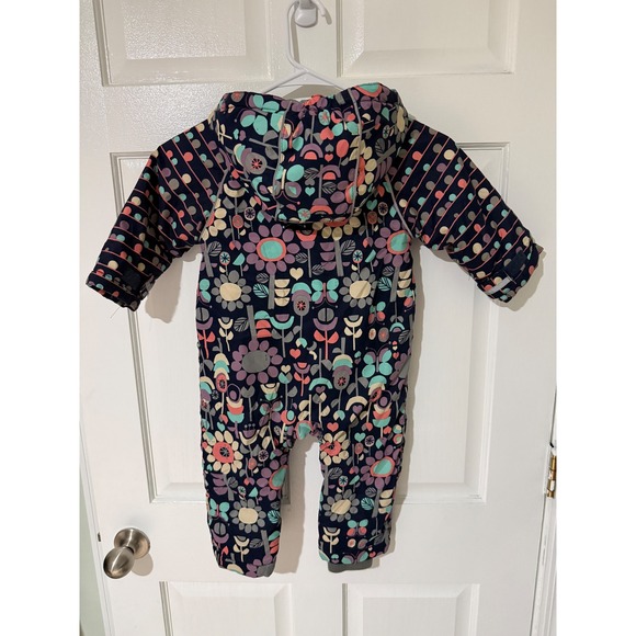 Hanna Andersson Baby Snowsuit Bunting Floral Print Hooded One Piece Size 80 - Picture 2 of 7